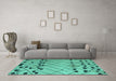 Machine Washable Abstract Turquoise Modern Area Rugs in a Living Room,, wshabs5384turq