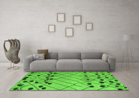 Machine Washable Abstract Green Modern Rug, wshabs5384grn