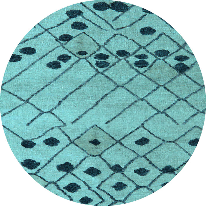 Round Abstract Light Blue Modern Rug, abs5384lblu