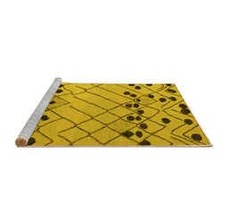 Sideview of Machine Washable Abstract Yellow Modern Rug, wshabs5384yw