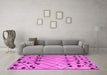 Machine Washable Abstract Pink Modern Rug in a Living Room, wshabs5384pnk