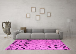 Machine Washable Abstract Pink Modern Rug in a Living Room, wshabs5384pnk