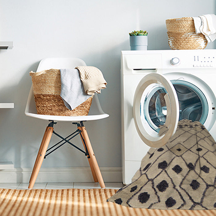 Machine Washable Abstract Brown Sugar Brown Rug in a Washing Machine, wshabs5384