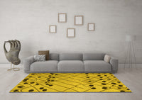 Machine Washable Abstract Yellow Modern Rug, wshabs5384yw