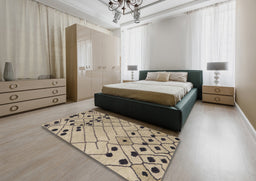 Abstract Brown Modern Rug in a Bedroom, abs5384