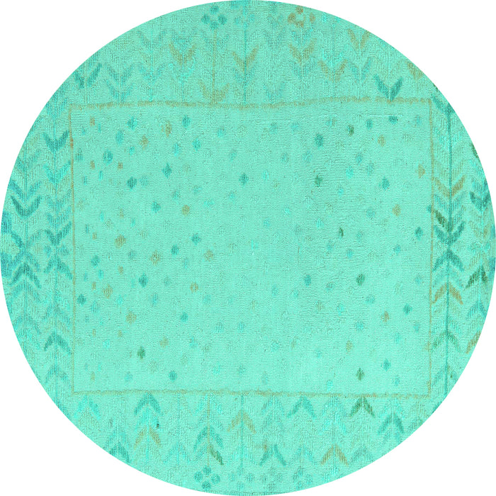 Round Solid Turquoise Modern Rug, abs5385turq