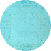 Round Machine Washable Solid Light Blue Modern Rug, wshabs5385lblu