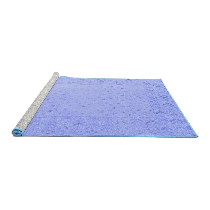 Sideview of Machine Washable Solid Blue Modern Rug, wshabs5385blu