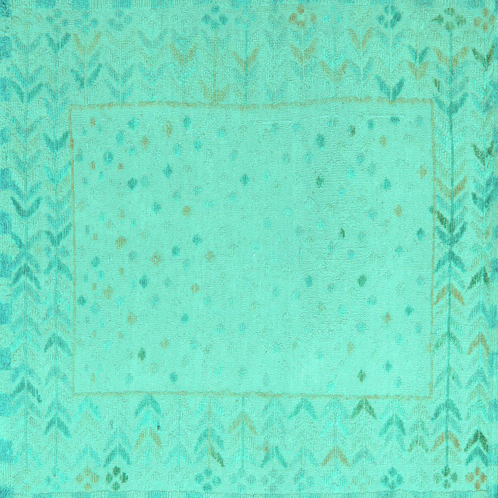 Square Solid Turquoise Modern Rug, abs5385turq