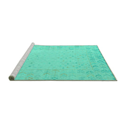 Sideview of Machine Washable Solid Turquoise Modern Area Rugs, wshabs5385turq