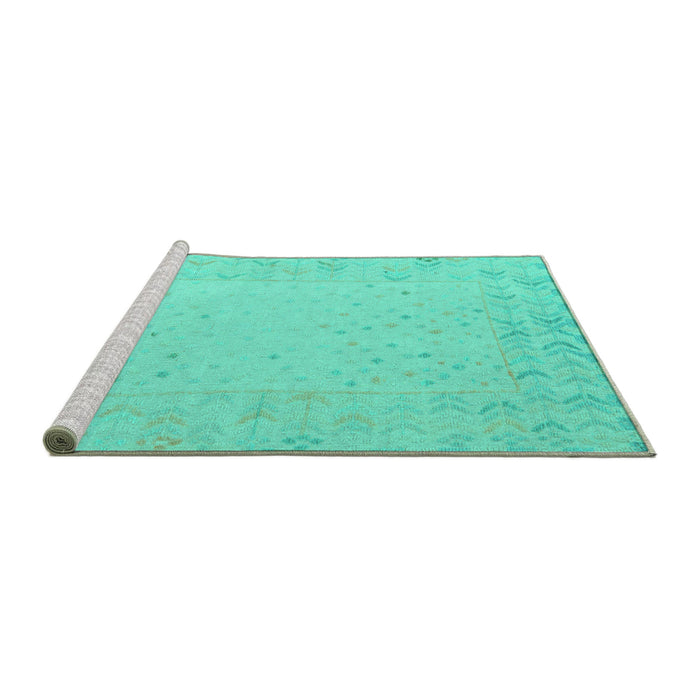 Sideview of Machine Washable Solid Turquoise Modern Area Rugs, wshabs5385turq