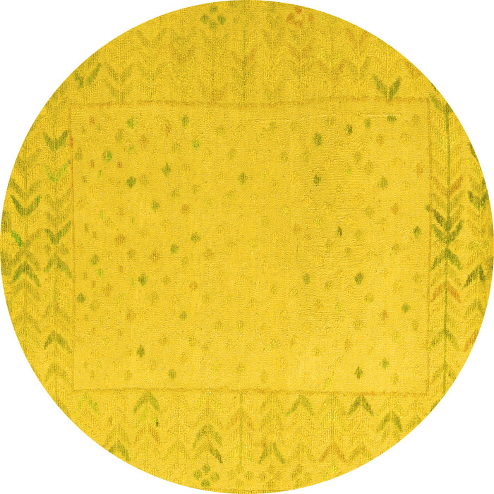 Round Solid Yellow Modern Rug, abs5385yw