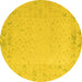 Round Solid Yellow Modern Rug, abs5385yw