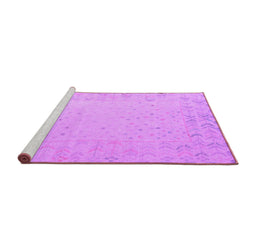 Sideview of Machine Washable Solid Purple Modern Area Rugs, wshabs5385pur