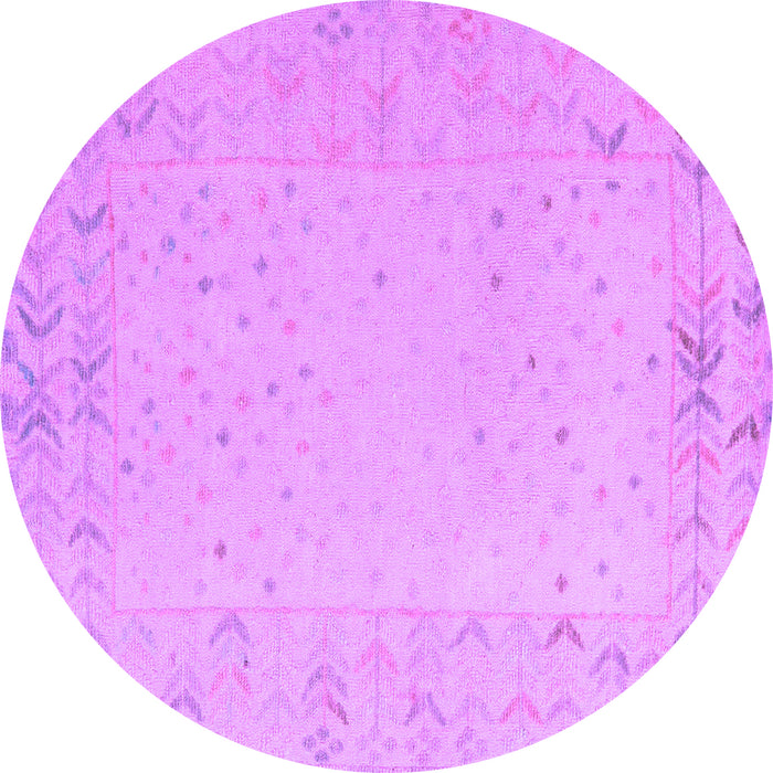 Round Machine Washable Solid Purple Modern Area Rugs, wshabs5385pur