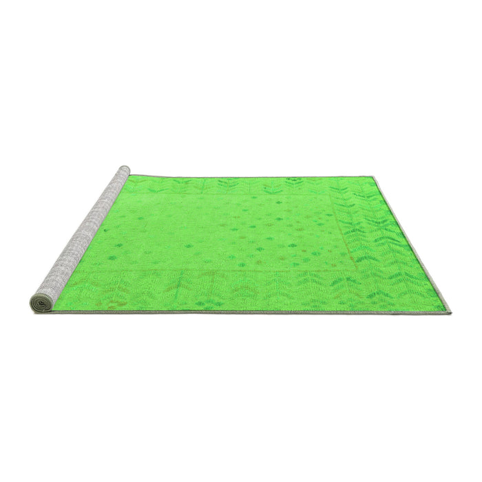 Sideview of Machine Washable Solid Green Modern Area Rugs, wshabs5385grn