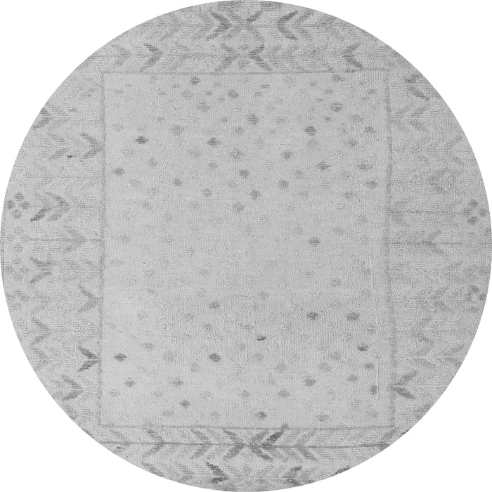 Round Machine Washable Solid Gray Modern Rug, wshabs5385gry