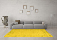 Machine Washable Solid Yellow Modern Rug, wshabs5385yw