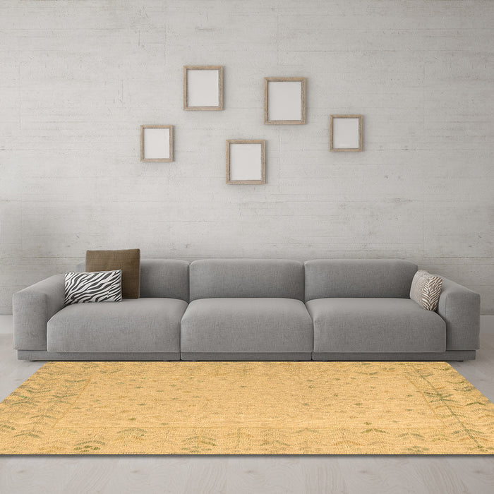 Machine Washable Solid Brown Modern Rug in a Living Room,, wshabs5385brn