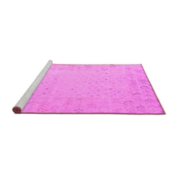 Sideview of Machine Washable Solid Pink Modern Rug, wshabs5385pnk