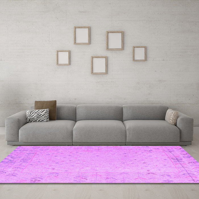 Machine Washable Solid Purple Modern Area Rugs in a Living Room, wshabs5385pur