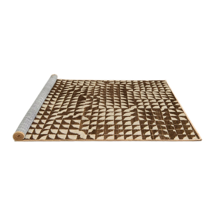 Sideview of Machine Washable Abstract Brown Sugar Brown Rug, wshabs5386