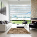 Square Abstract Brown Modern Rug in a Living Room, abs5386