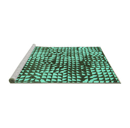 Sideview of Machine Washable Abstract Turquoise Modern Area Rugs, wshabs5386turq