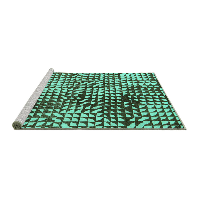 Sideview of Machine Washable Abstract Turquoise Modern Area Rugs, wshabs5386turq