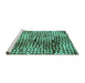 Sideview of Machine Washable Abstract Turquoise Modern Area Rugs, wshabs5386turq