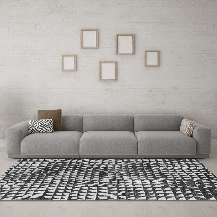 Machine Washable Abstract Gray Modern Rug in a Living Room,, wshabs5386gry