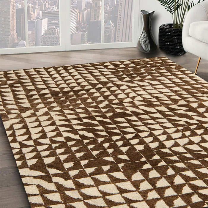 Abstract Brown Modern Rug in Family Room, abs5386