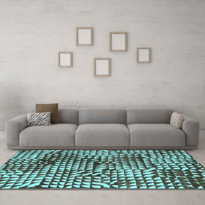 Machine Washable Abstract Light Blue Modern Rug in a Living Room, wshabs5386lblu