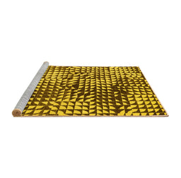 Sideview of Machine Washable Abstract Yellow Modern Rug, wshabs5386yw