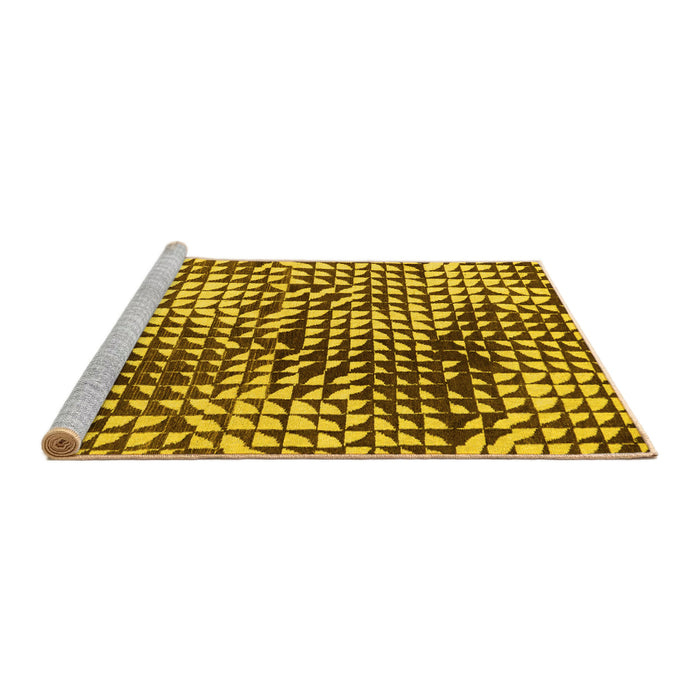 Sideview of Machine Washable Abstract Yellow Modern Rug, wshabs5386yw