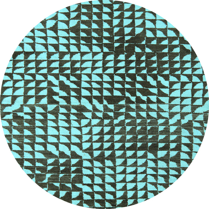 Round Abstract Light Blue Modern Rug, abs5386lblu