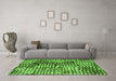 Machine Washable Abstract Green Modern Area Rugs in a Living Room,, wshabs5386grn