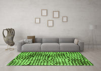 Machine Washable Abstract Green Modern Rug, wshabs5386grn