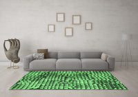 Machine Washable Abstract Emerald Green Modern Rug, wshabs5386emgrn