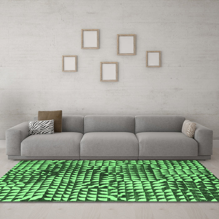 Machine Washable Abstract Emerald Green Modern Area Rugs in a Living Room,, wshabs5386emgrn