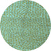 Round Machine Washable Abstract Light Blue Modern Rug, wshabs5387lblu