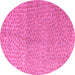 Round Machine Washable Abstract Pink Modern Rug, wshabs5387pnk