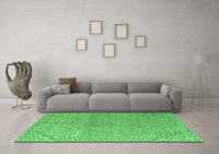 Machine Washable Abstract Emerald Green Modern Rug, wshabs5387emgrn