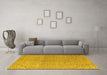 Machine Washable Abstract Yellow Modern Rug in a Living Room, wshabs5387yw