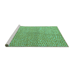 Sideview of Machine Washable Abstract Turquoise Modern Area Rugs, wshabs5387turq