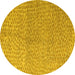 Round Machine Washable Abstract Yellow Modern Rug, wshabs5387yw