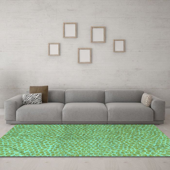 Machine Washable Abstract Turquoise Modern Area Rugs in a Living Room,, wshabs5387turq