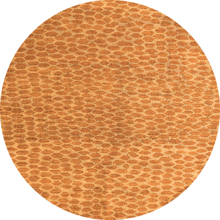 Round Machine Washable Abstract Orange Modern Area Rugs, wshabs5387org