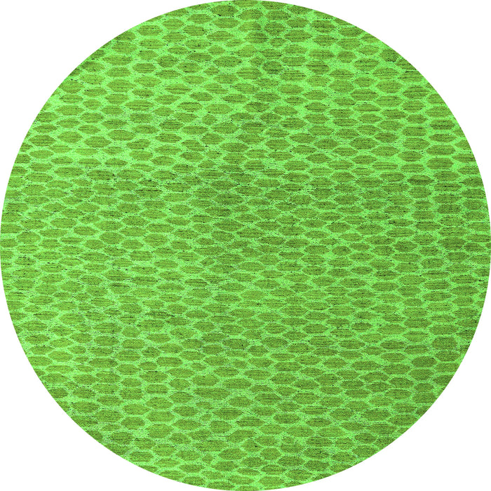 Round Machine Washable Abstract Green Modern Area Rugs, wshabs5387grn