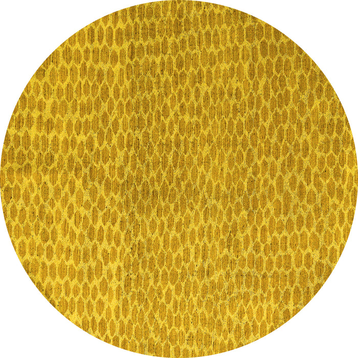 Round Abstract Yellow Modern Rug, abs5387yw